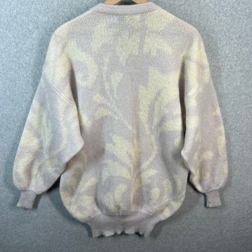 Escada Margaretha Ley Vintage Mohair Blend‎ Sweater Lavender Floral Germany 40 - Picture 3 of 6